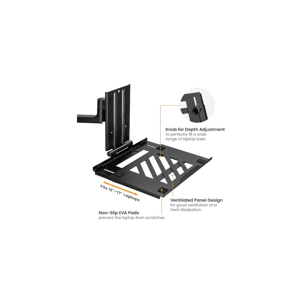 Brateck NBH-7 Adjustable Laptop Tray For Monitor Arms Fits12-17' with standard 75x75 VESA plate - Image 1