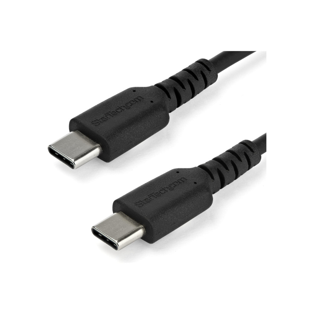 StarTech RUSB2CC2MB 2m USB C Charging Cable - Durable Fast Charge & Sync USB 2.0 Type C to C Charger Cord - TPE Jacket Aramid Fiber M/M 60W Black - Cable for Mobile Device, MacBook, iPad Pro - First End: 1 x 24-pin USB 2.0 Type C - Male - Second End: 1 x