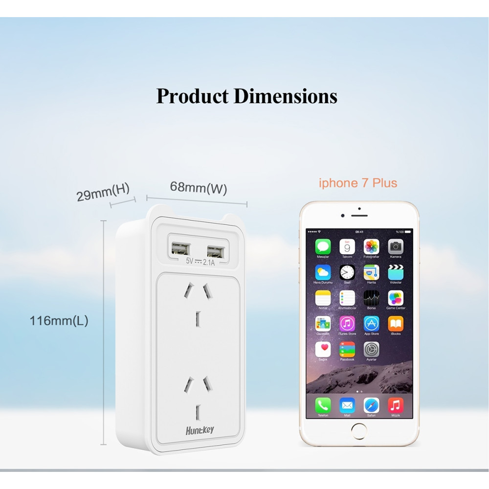 Huntkey PSUHUNSAC207TWIN SAC207 SMART WALL CHARGER with 2 AC and 2 USB combined 2.4A (TWIN PACK) - Image 11