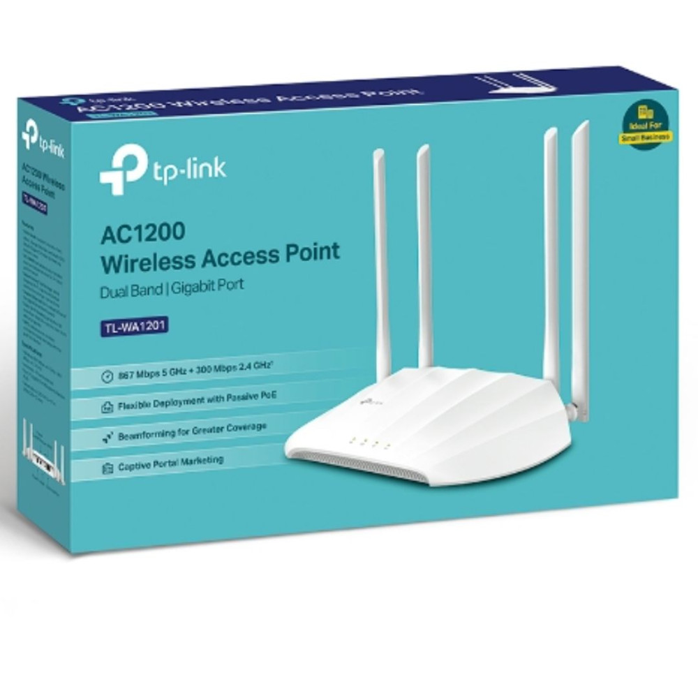 TP-LINK TL-WA1201 AC1200 DUAL-BAND WIRELESS ACCESS POINT, PASSIVE GbE POE, MU-MIMO, DESKTOP, 3YR - Image 1
