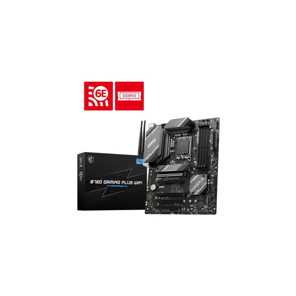 MSI B760 GAMING PLUS WIFI ATX Motherboard, 4x DDR5~192GB, 5x PCI-E x 16, 2x M.2, 4x SATA, 2x USB 3.2 , 4x USB 2.0 1 USBx C - Image 1