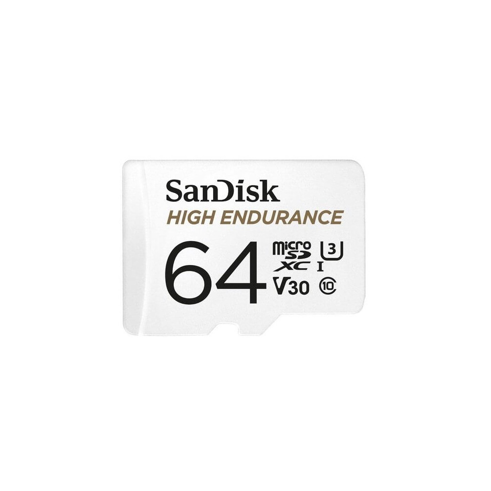 Sandisk SDSQQNR-064G-GN6IA High Endurance 64GB microSD 100MB/s 40MB/s 5K hrs 4K UHD C10 U3 V30 -40°C to 85°C Heat Freeze Shock Temperature Water X-ray Proof SD Adapter - Image 1