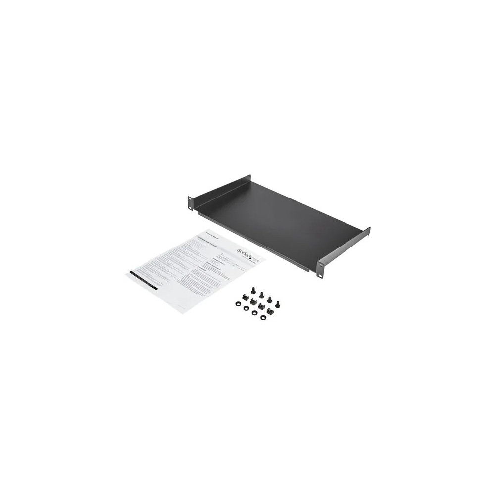 StarTech CABSHELF1U10 1U Server Rack Cabinet Shelf - Fixed 10" Deep Cantilever Rackmount Tray for 19" Data/AV/Network Enclosure w/cage nuts, screws - Steel - 20.05 kg Static/Stationary Weight Capacity - Image 7