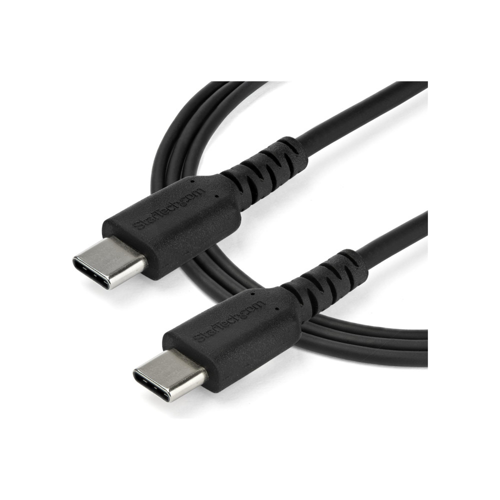 StarTech RUSB2CC2MB 2m USB C Charging Cable - Durable Fast Charge & Sync USB 2.0 Type C to C Charger Cord - TPE Jacket Aramid Fiber M/M 60W Black - Cable for Mobile Device, MacBook, iPad Pro - First End: 1 x 24-pin USB 2.0 Type C - Male - Second End: 1 x