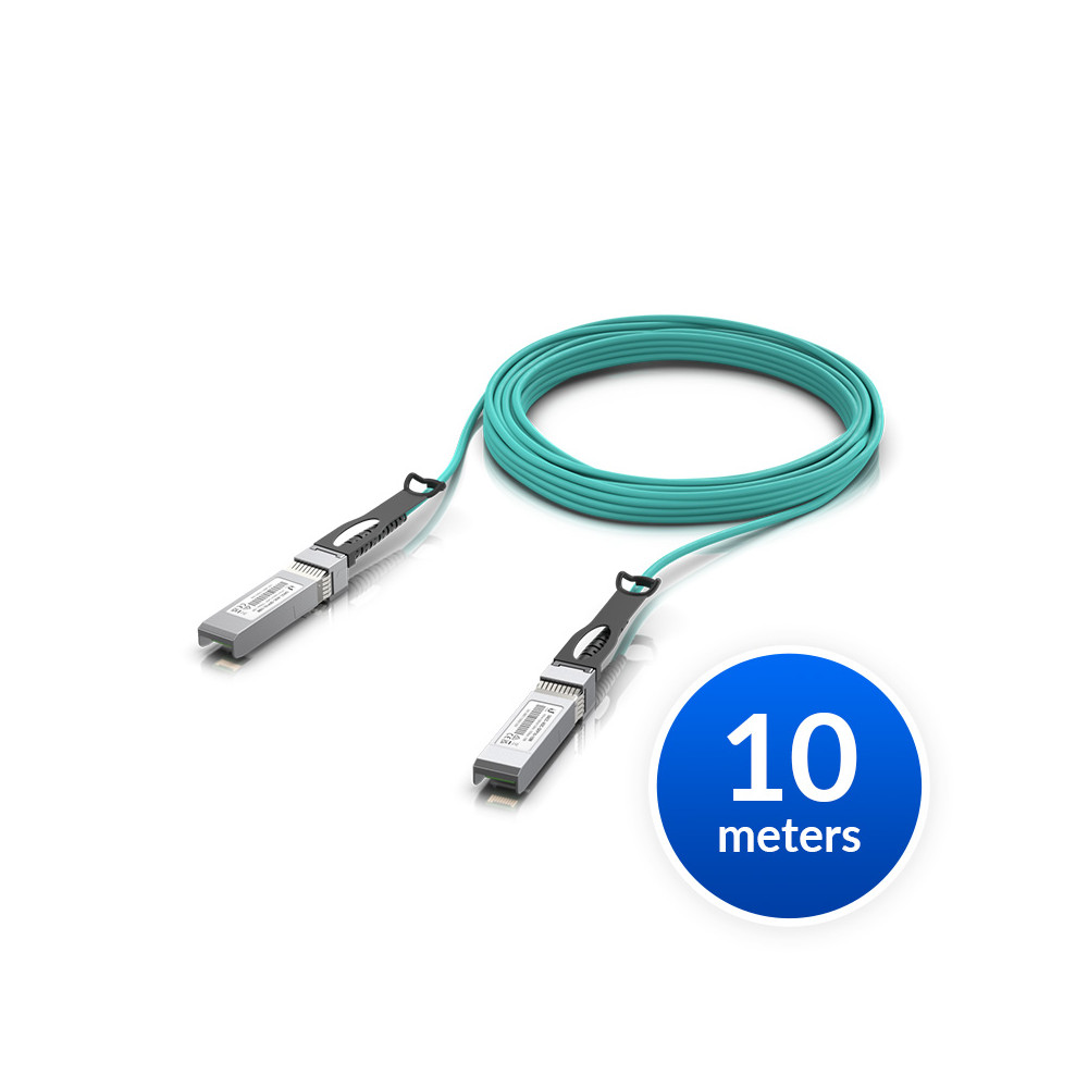 Ubiquiti UACC-AOC-SFP28-10M 25 Gbps Long-Range DAC, Long-range SFP28, 10m Length, Support 25/10/1 Gbps, PVC Cable Jacket, Aqua Color - Image 1