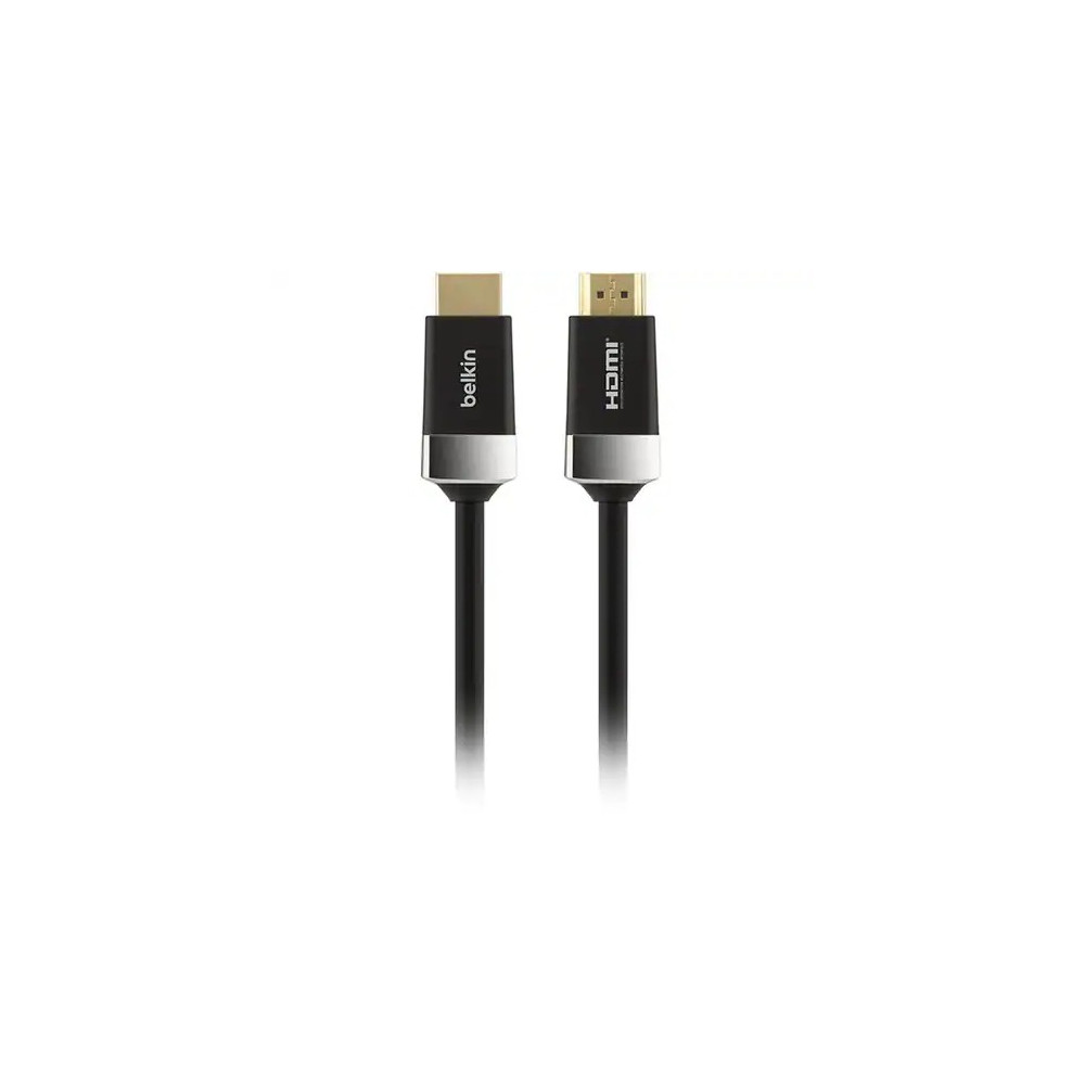 Belkin AV10050BT1M High Speed 1 m HDMI A/V Cable for TV - First End: 1 x HDMI 1.4 Digital Audio/Video - Male - Second End: 1 x HDMI 1.4 Digital Audio/Video - Male - 15 Gbit/s - Supports up to3840 x 2160 - Shielding - Gold Plated Connector - Blac - Image 1