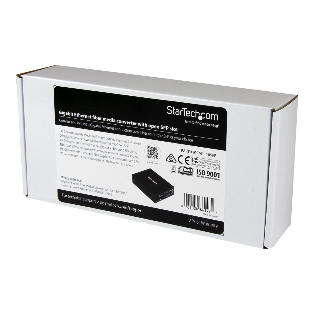 StarTech MCM1110SFP GIGABIT ETHERNET FIBER MEDIA CONVERTER, OPEN SFP SLOT, 2YR - Image 4