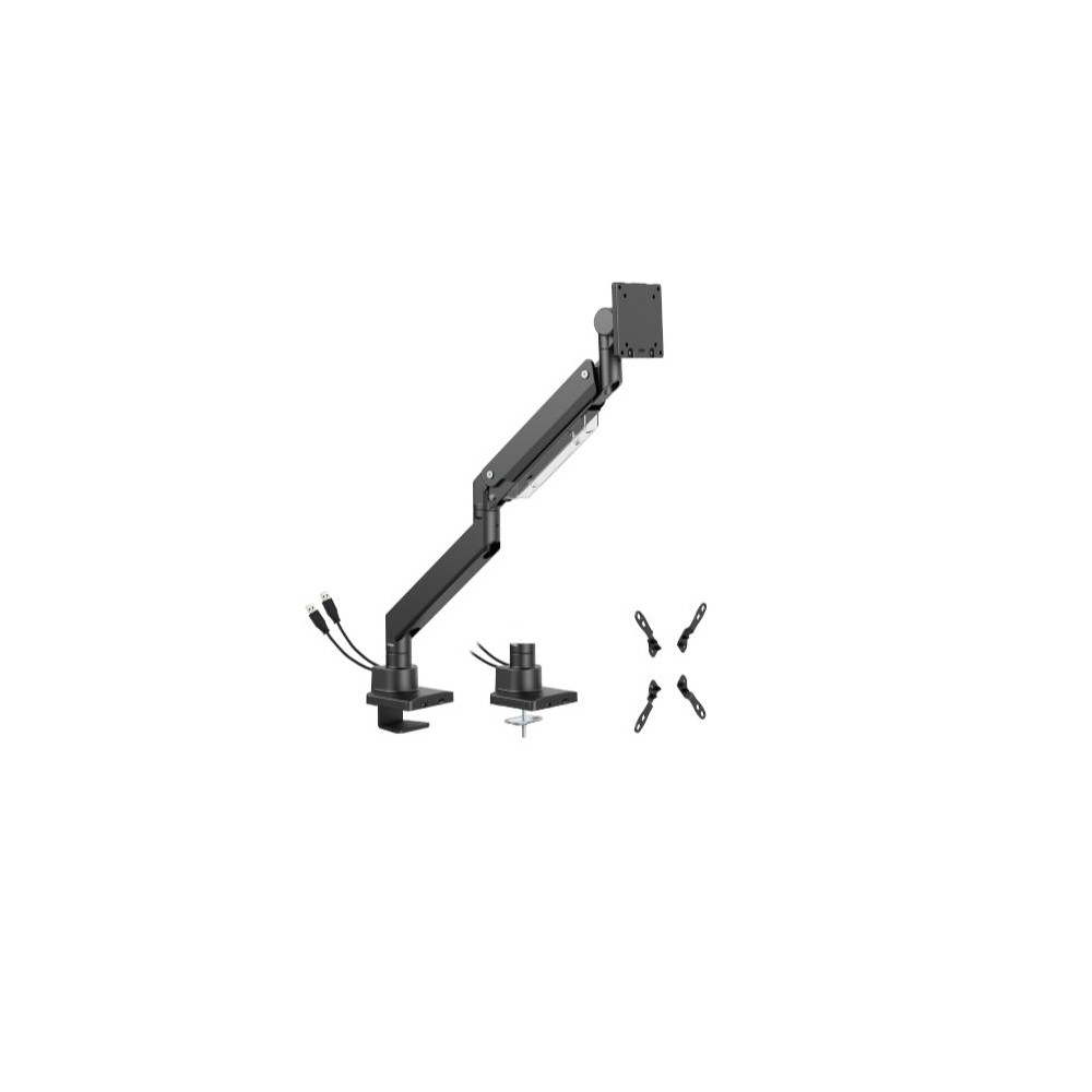 Brateck LDT80-C012UC Super Heavy-Duty Gas Spring Monitor Arm with USB-A and USB-C Ports For most 17'~57' Monitors, Matte Black - Image 1