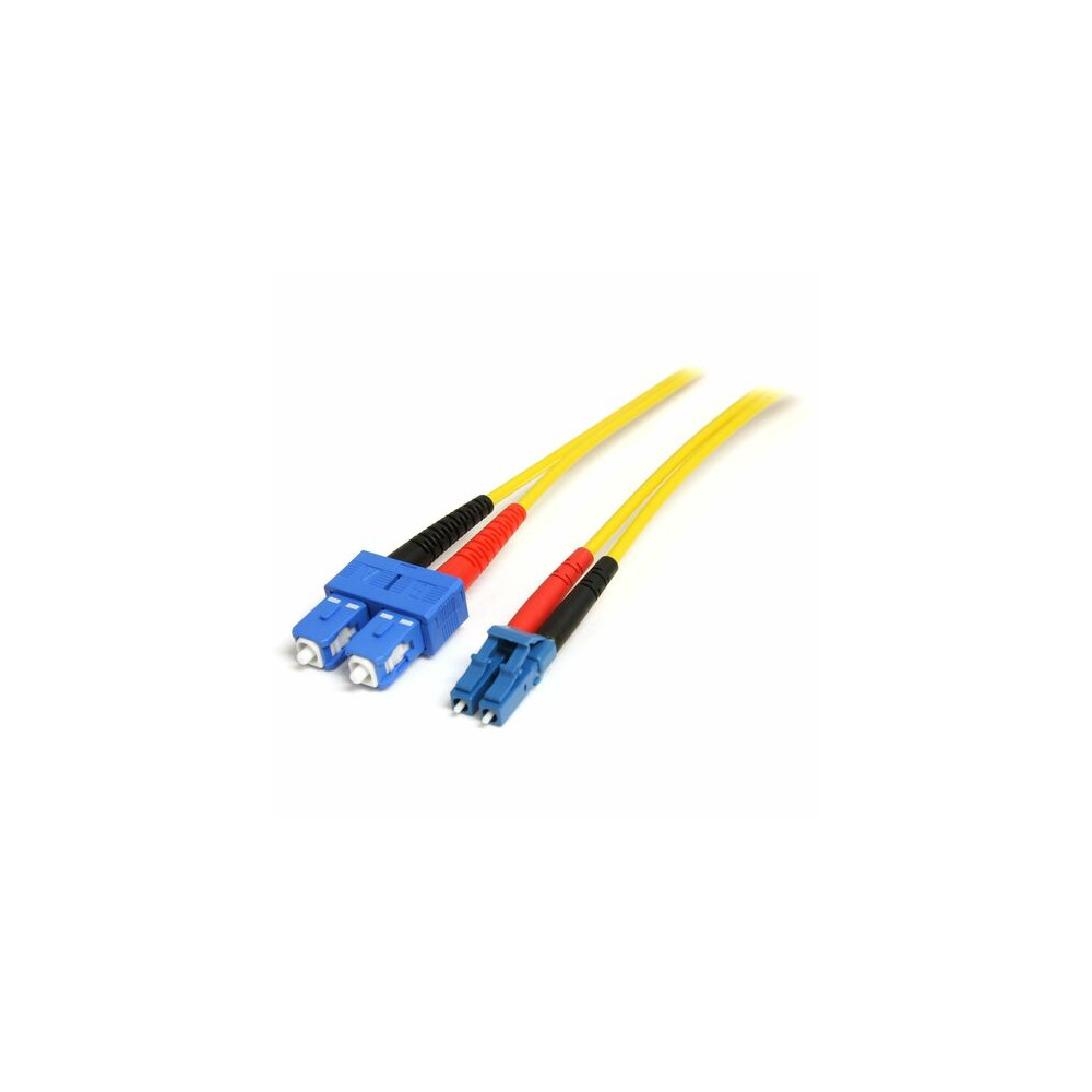 StarTech SMFIBLCSC7 7m Fiber Optic Cable - Single-Mode Duplex 9/125 LSZH Fiber Jumper Cord - LC/SC - Connect fiber network devices for high-speed transfers with LSZH rated cable - 7m LC/SC Fiber Optic Cable - 7 m LC to SC Fiber Patch Cable - 7 m - Image 1