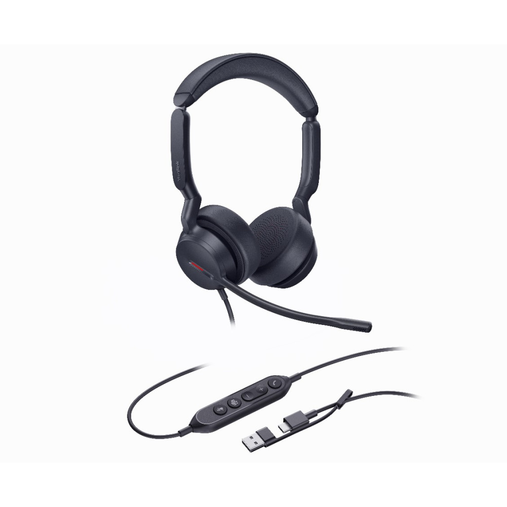 Yealink UH44-D-MS-C/A UH44 Dual Teams USB-C/A Microsoft Certified Teams USB Wired HeadsetDual Noise-Canceling Microphones 35mmSpeaker Busylight Leather Ear Cushions - Image 1