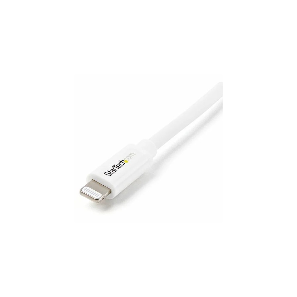 StarTech USBLT2MW 2m (6ft) Long White AppleÂ 8-pin Lightning Connector to USB Cable for iPhone / iPod / iPad - Cable for iPhone, MAC - First End: 1 x 4-pin USB Type A - Male - Second End: 1 x 8-pin Lightning - Male - 480 Mbit/s - MFI - Shielding - Image 3