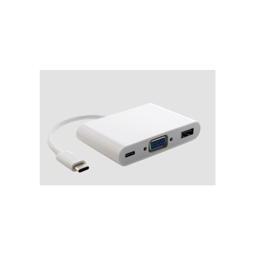 Astrotek AT-CMVGAUSBCF Thunderbolt USB 3.1 Type C (USB-C) to VGA + USB + Card Reader Video Adapter Converter Male to Female for Apple Macbook Chromebook Pixel White - Image 1