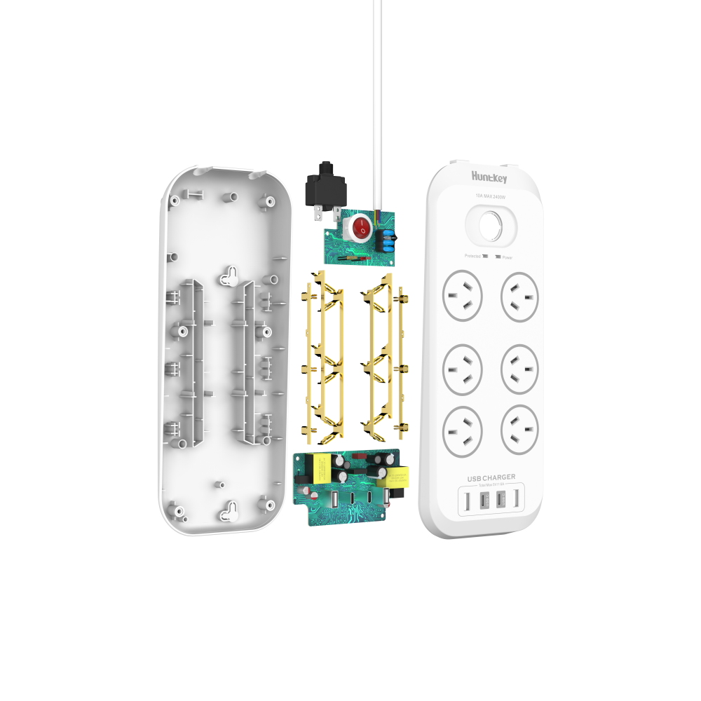Huntkey PSUHUNSAC607C SAC607C 6 Outlets Surge Protector Powerboard with 2x USB-A & 2x USB-C - Image 12