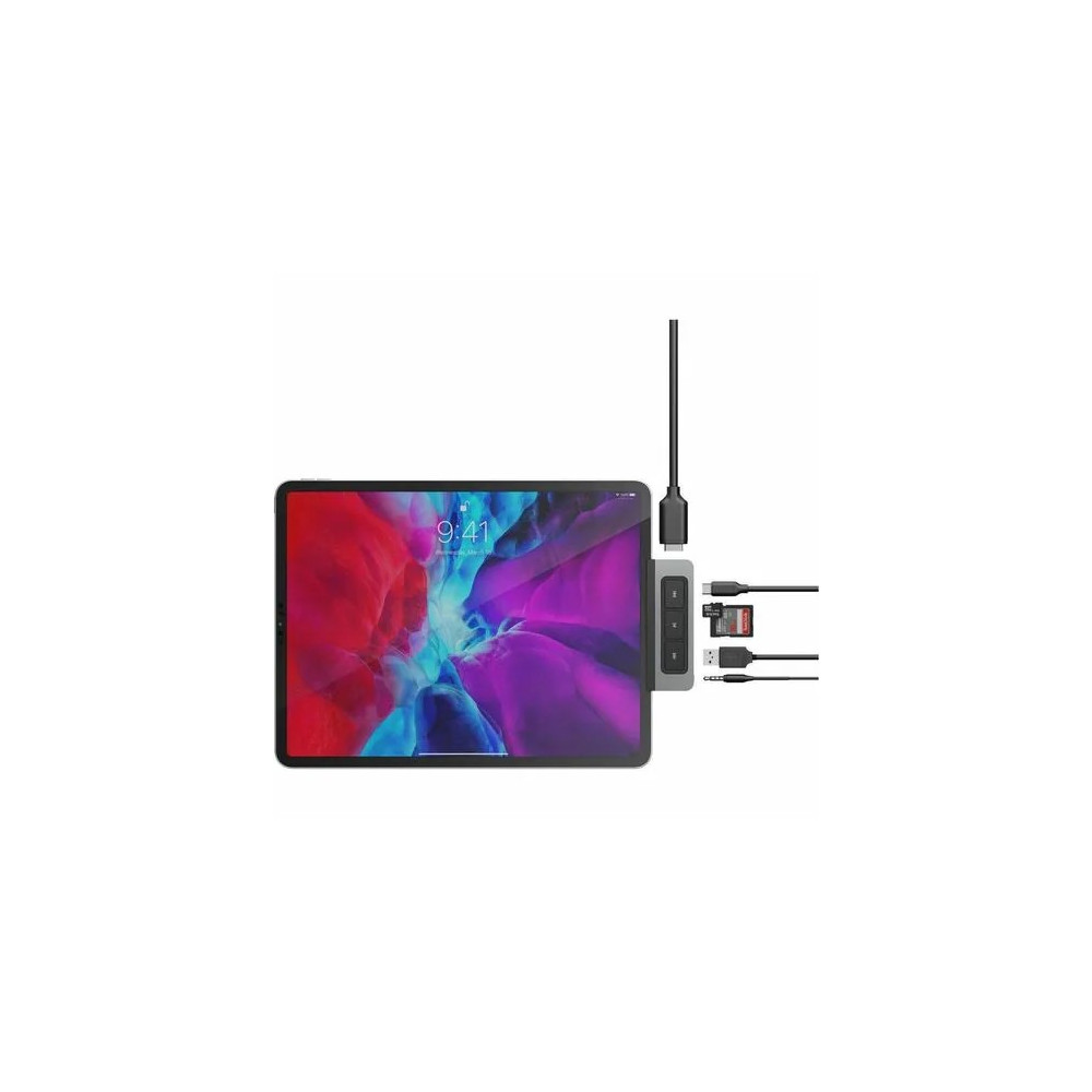 Targus HD449 HyperDrive 6 Port(s) USB Type C Docking Station for iPad, Monitor, Headphone - Memory Card Reader - SD - 60 W Power Supply - Silver - 4K @ 60Hz - 3840 x 2160 - 2 x USB Ports - 1 x USB Type-A Ports - USB Type-A - 1 x USB Type-C Ports - Image 7