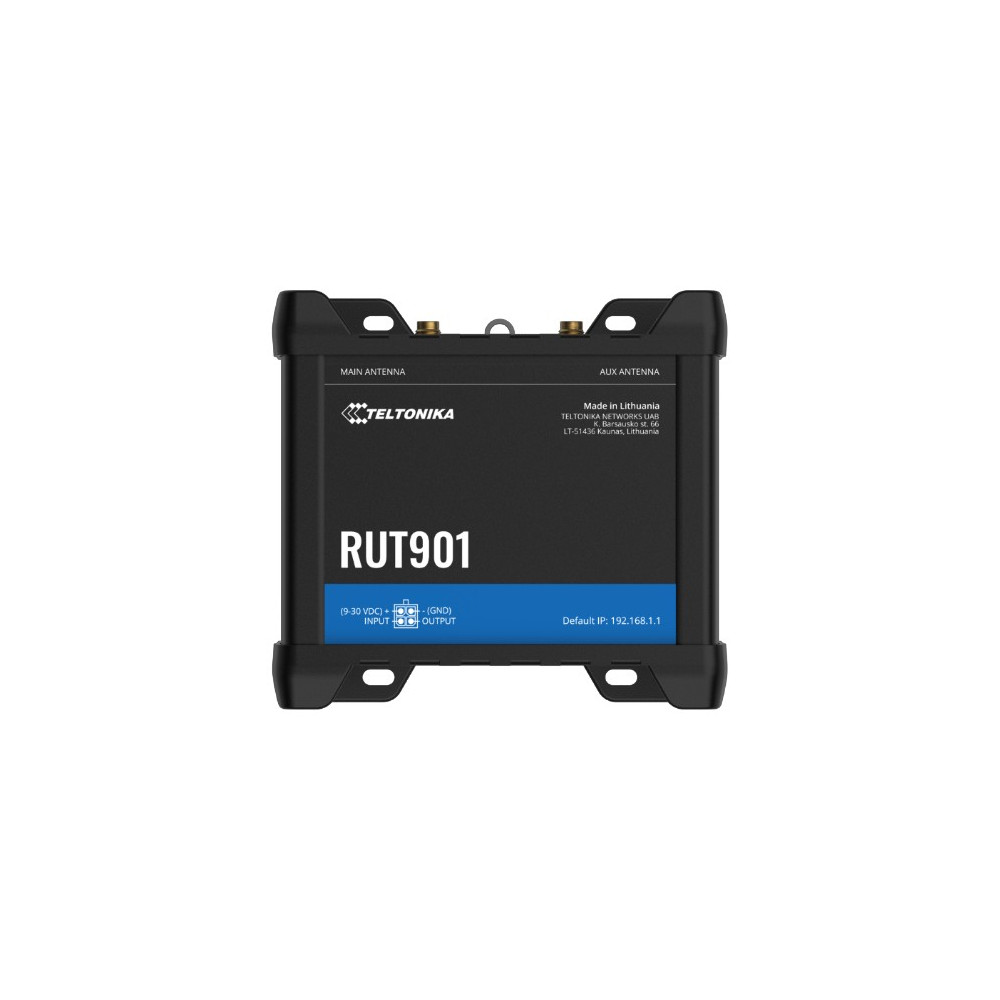 Teltonika RUT901000400 RUT901 Industrial Cellular Router, 4G LTE (Cat 4), Dual SIM, Wi-Fi, MQTT, Modbus TCP, DNP3, PSU included - Image 1