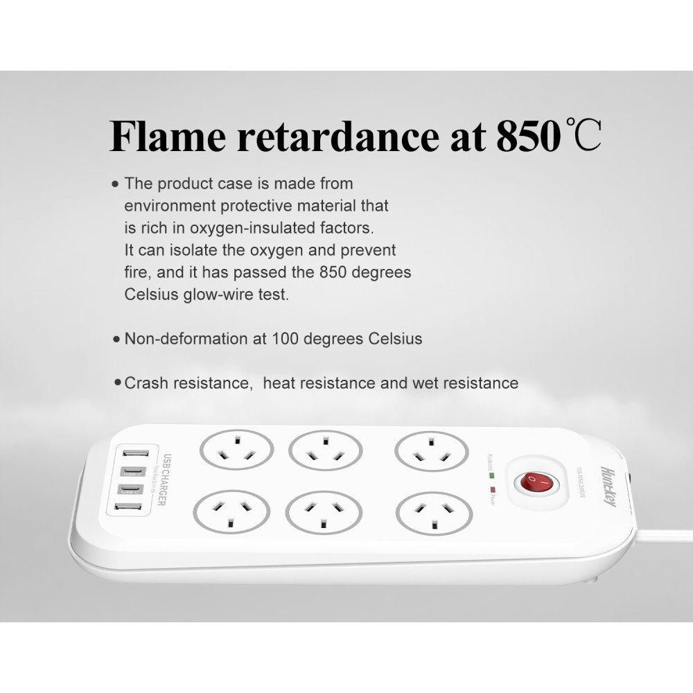 Huntkey PSUHUNSAC607C SAC607C 6 Outlets Surge Protector Powerboard with 2x USB-A & 2x USB-C - Image 6
