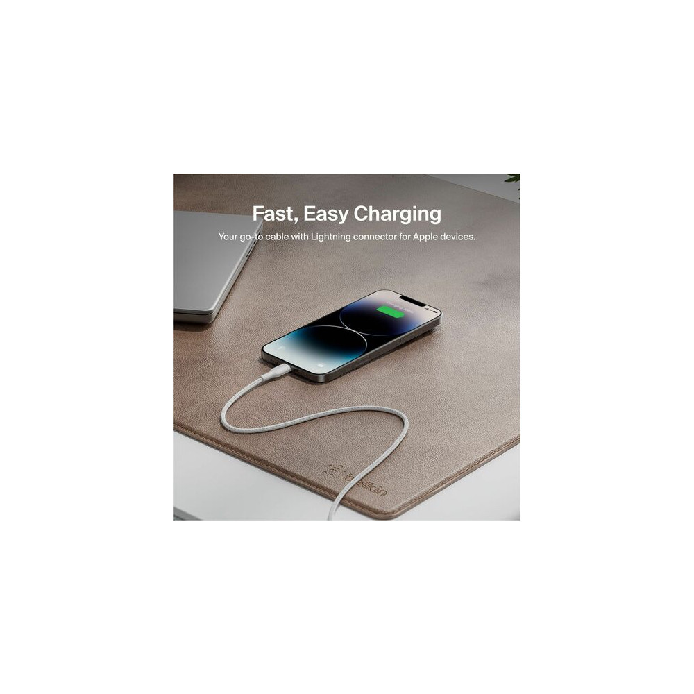 Belkin CAA022FQ2MWH BoostCharge Pro 2 m Lightning/USB-C Data Transfer Cable - Cable for iPhone, iPad Air, iPad Pro, iPad mini - First End: 1 x Lightning - Male - Second End: 1 x USB Type C- Male - MFI - White