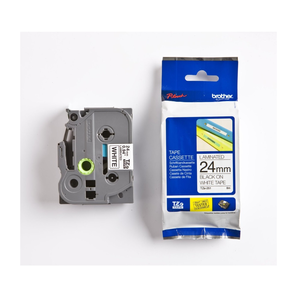Brother TZE-251 24mm Black on White TZE Tape - Image 1