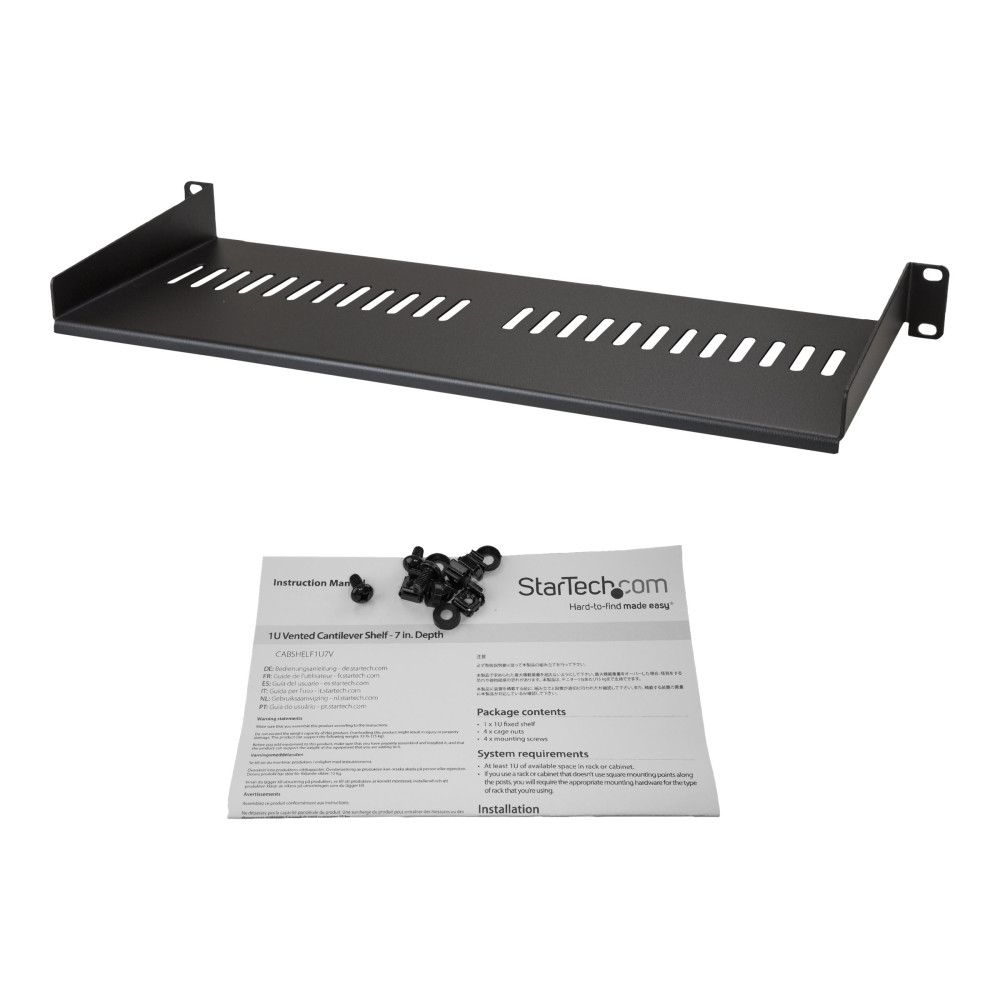 StarTech CABSHELF1U7V 1U 19" VENTED SERVER RACK CABINET CANTILEVER SHELF - 7" DEEP LTW - Image 2