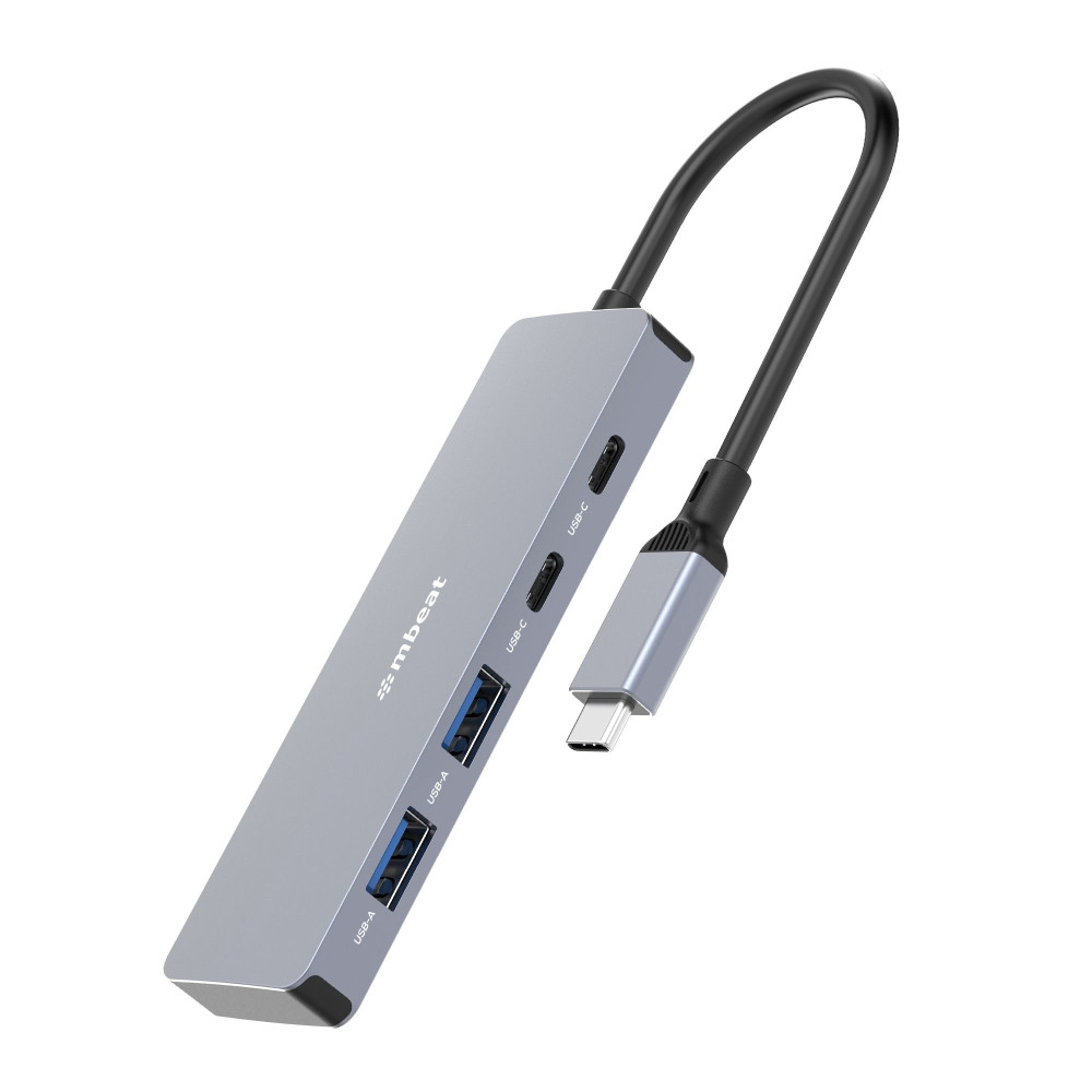 MBEAT MB-XCH-01GRY Elite 4-Port 10Gbps USB-C Gen 2 Hub (2A+2C) Blazing Fast Gen 2 Speeds Versatile USB Connectivity Effortless Data Expansion Weight: 67g - Image 1