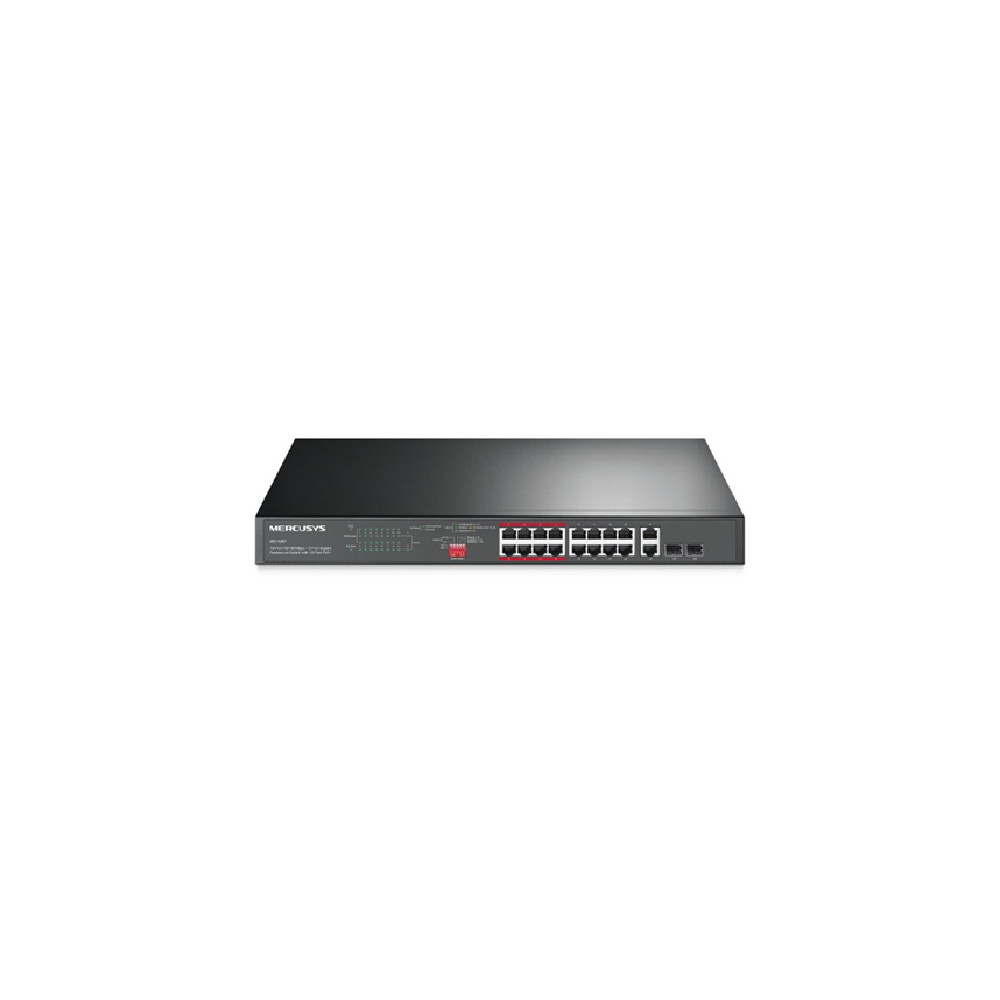 TP-LINK MS118CP Mercusys 16-Port 10/100Mbps + 2-Port Gigabit Rackmount Switch with 16-Port PoE+ - Image 1