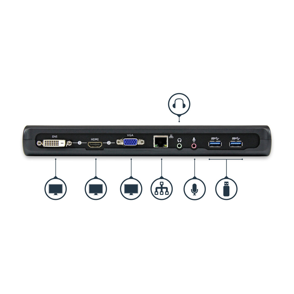StarTech USB3SDOCKHDV USB 3.0 DOCK, DUAL DISPLAY, HDMI, DVI, VGA, USB(3), RJ45, 3YR - Image 4