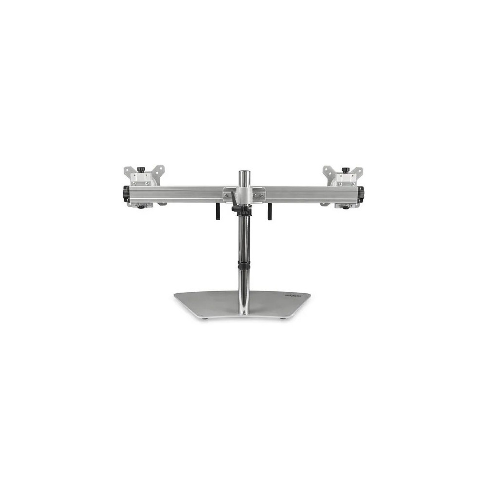 StarTech ARMDUOSS Dual Monitor Stand, Free Standing Desktop Pole Stand for 2x 24" (17.6lb/8kg) VESA Mount Displays, Height Adjustable, Silver - VESA 75x75/100x100mm free standing dual monitor stand for displays up to 24" (18lb) - Height adjustab - Image 3