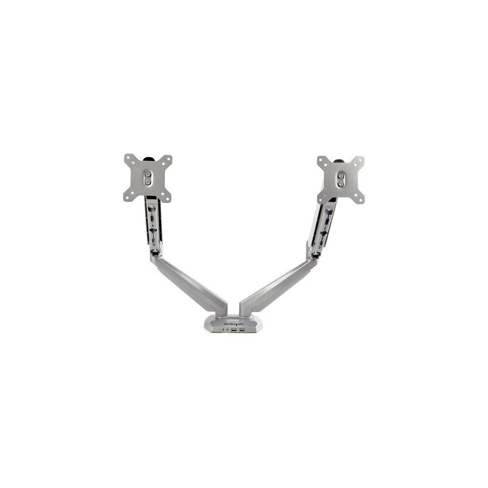 StarTech ARMSLIMDUOS Desk Mount Dual Monitor Arm with USB & 3.5mm Audio, Desk Clamp Ergonomic VESA Mount for up to 32" (17.6lb/8kg) Displays - Height Adjustable - 2 Display(s) Supported - 38.1 cm to 81.3 cm (32") Screen Support - 15.97 kg Load C - Image 3
