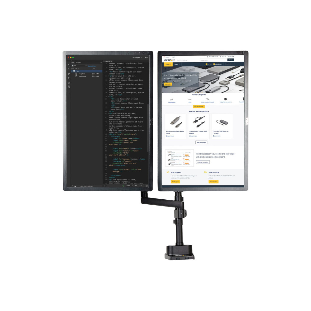 StarTech ARMDUALPIVOT DUAL MONITOR ARM <32", FULL MOTION, VESA, STACKABLE, BLACK, 5YR - Image 9