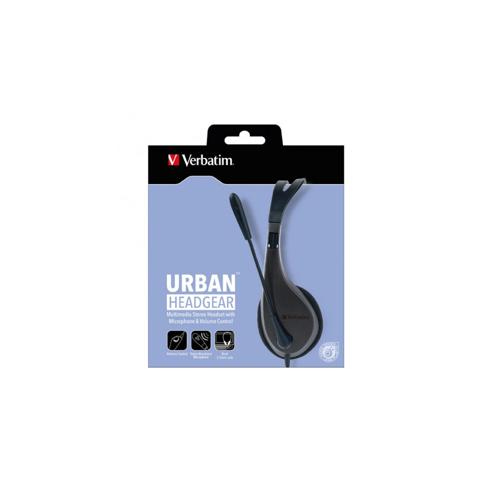Verbatim 41646 Multimedia Headset with Microphone - 3.5mm Jack, Wide Frequency Stereo, 40mm Drivers, Comfortable Ergonomic Fit, Adjustable - Image 1