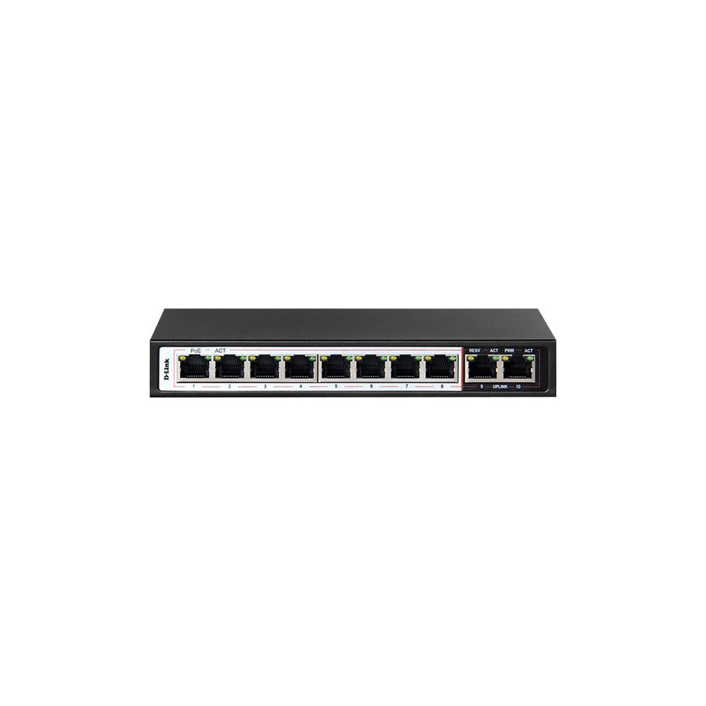 D-Link DES-F1010P-E 10P 10/100MBPS POE SWITCH WITH 8 LONG REACH POE PORTS (96W) AND 2 UPLINK PORTS - Image 1