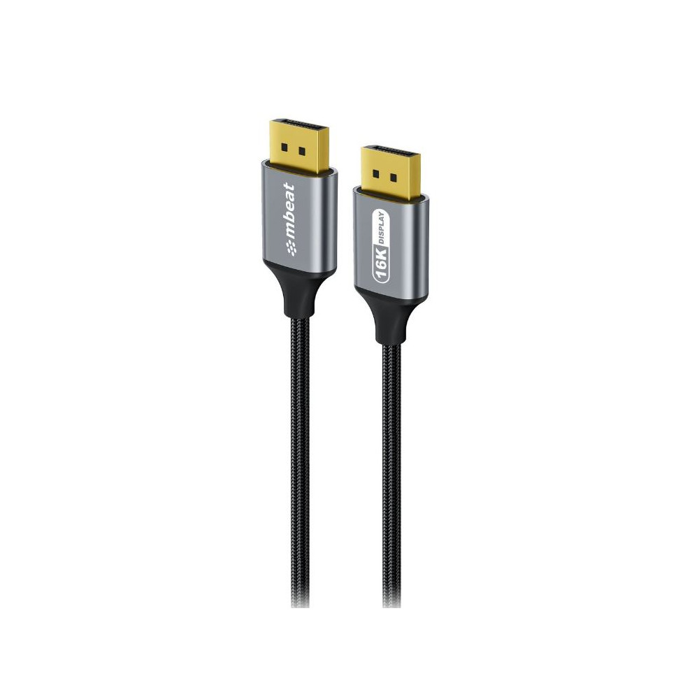 MBEAT MB-XCB-16KDP18 Tough Link 1.8m 16K DP to DP Cable - Space Grey 40Gbps 180cm × 2.2cm × 1.10cm - Image 1