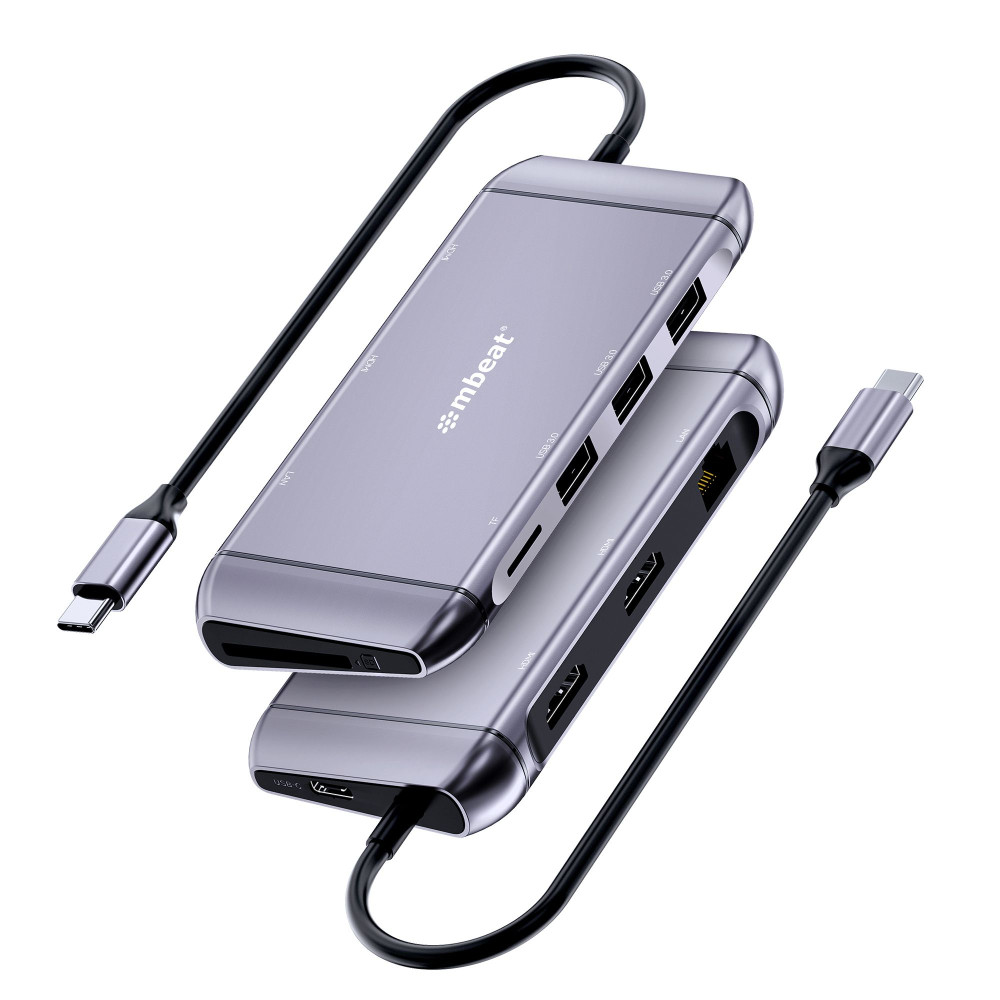 MBEAT MB-UCD-X11 Elite X11 Dual Display Docking Station - 2x 4K HDMI, 1xUSB-C Power Delivery 100W, 3xUSB 3.0, MicroSD/SD Card, 1x RJ45 - Image 1