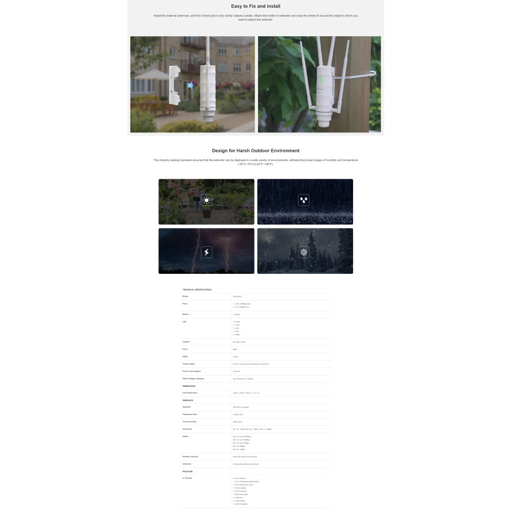 Wavlink NETWINWSWN572HG31 AC1200 High Power Outdoor Gigabit Wi-Fi Range Extender (Aerial HD4) WL-WN572HP3 - Image 6