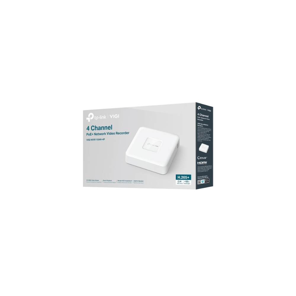 TP-LINK VIGI NVR1104H-4P 4 Channel PoE+ Network Video Recorder, 24/7 Continuous Recording, 4K HDMI Video Output & 16MP Decoding (HDD Not Included) - Image 1