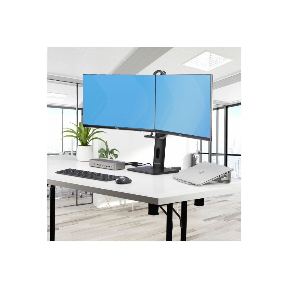 StarTech 2MC1S-MONITOR-STAND CROSSBAR DUAL MONITOR DESK STAND FOR DOUBLE 27-INCH SCREENS, VESA MOUNT 75X75 - Image 4