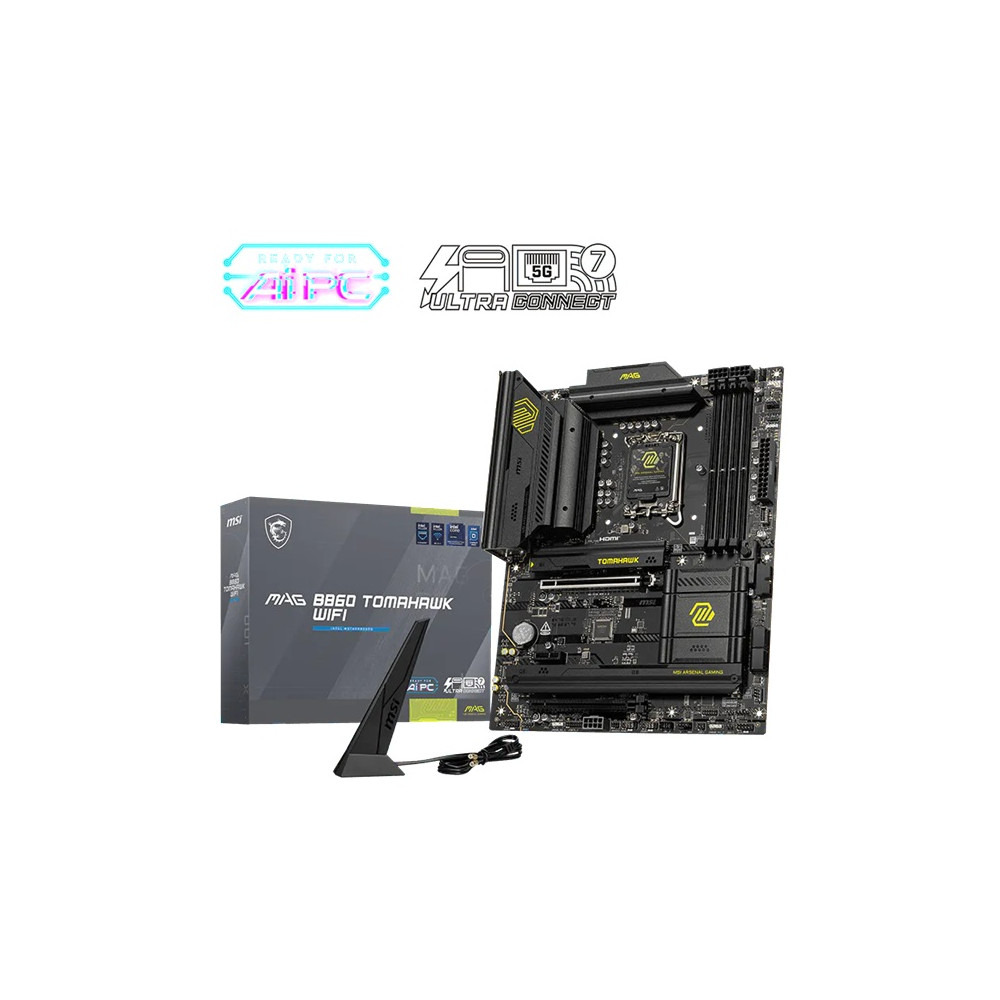 MSI MAG B860 TOMAHAWK WIFI , INTEL B860, 4x DDR5 256GB, 1x HDMI, 2x PCI-E x16 slot, 1x PCI-E x1, 3x M.2, 4x SATA 6G, 8x USB 2.0. Intel Killer™ BE1750 - Image 1