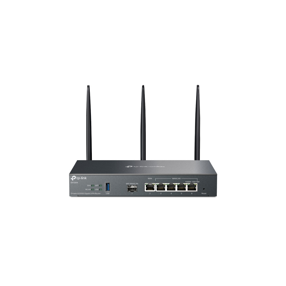 TP-LINK ER706W OMADA AX3000 DUAL-BAND GIGABIT VPN ROUTER, GbE SFP(1),WAN(1), LAN/WAN(4), 5YR - Image 1