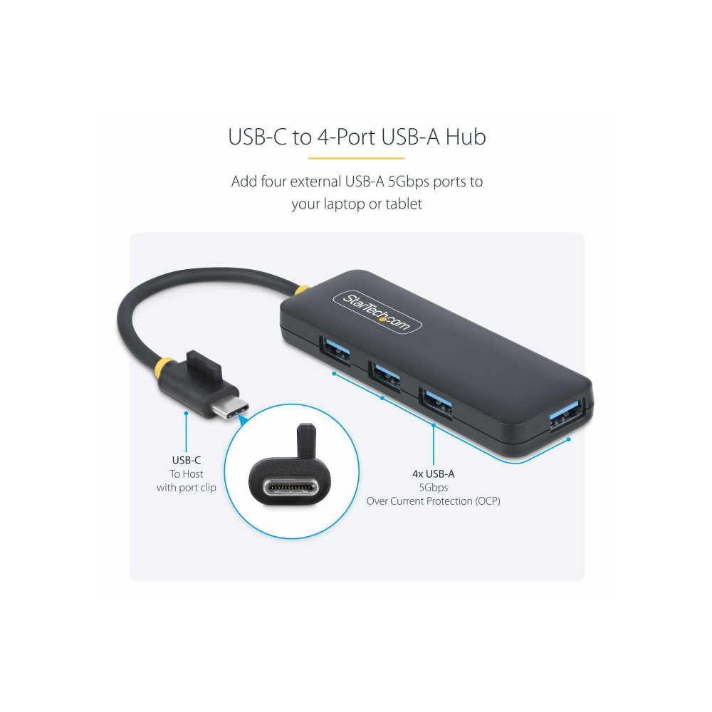 StarTech H5C4A-USB-HUB 4-PORT USB-C HUB, 5GBPS, USB-C TO 4X USB-A, BUS POWERED, 2 YR - Image 3