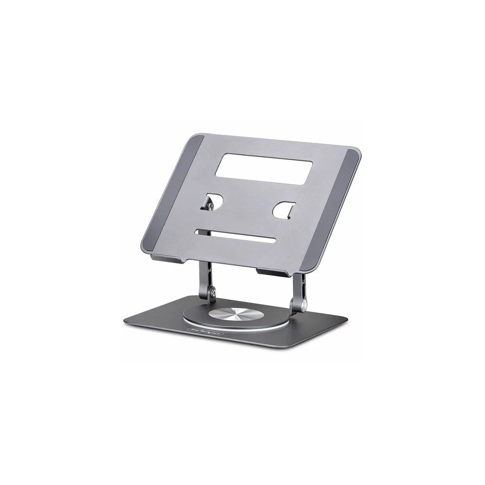 StarTech ATFR-LAPTOP-RISER Rotating Laptop Stand, 360 Swivel, Ergonomic Desk Riser for Computer, Adjustable Height/Tilt, Max 11lb, Aluminum, Portable - Raise a laptop to eye level for improved posture and all-day comfort - Height-adjustable arms - Image 1