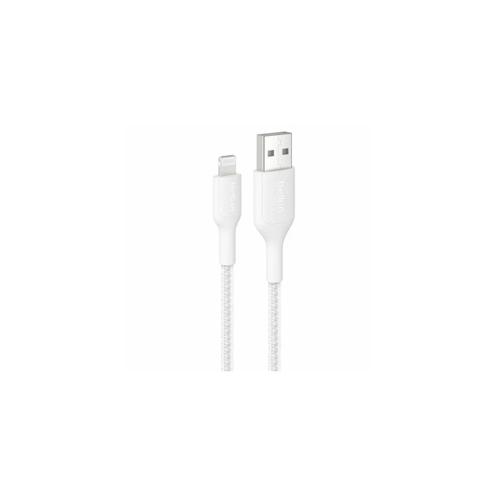 Belkin CAA020FQ2MWH BoostCharge Pro 2 m Lightning/USB Data Transfer Cable - Cable for iPhone, iPad Air, iPad mini, iPad Pro - First End: 1 x USB Type A - Male - Second End: 1 x Lightning - Male - 480 Mbit/s - White