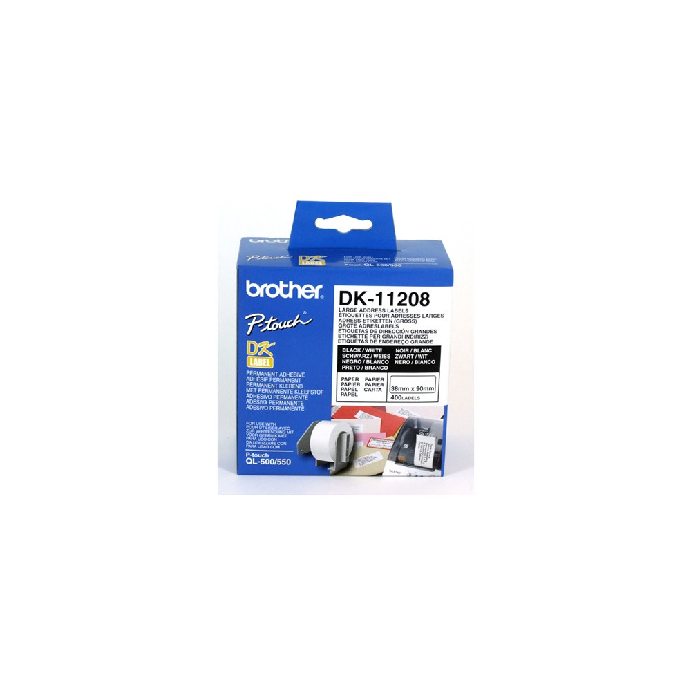 Brother DK-11208 White StandardLarge Address Label 38mmX90mm,400 per roll - Image 1