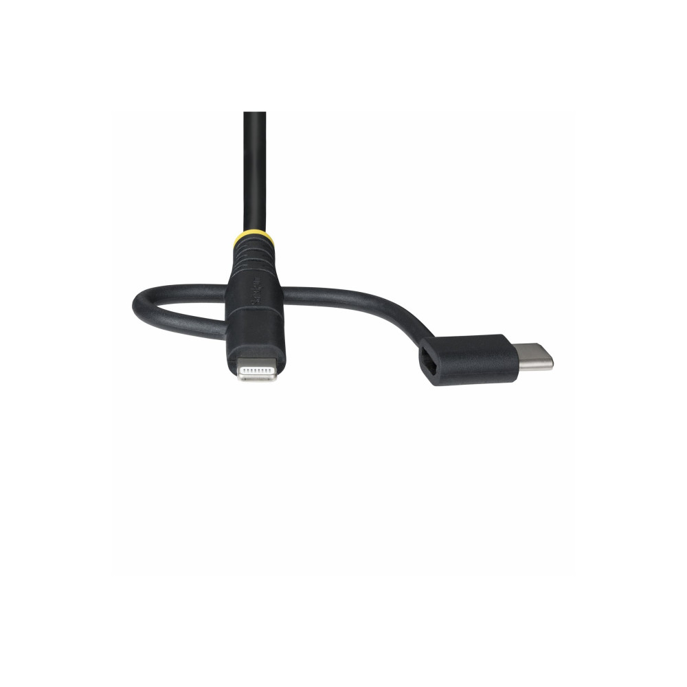 StarTech RLTCUB1MBK 3.3FT (1M) RUGGED USB MULTI CHARGING CABLE, USB TO LIGHTNING/MICRO-USB/TYPE-C, AP - Image 3