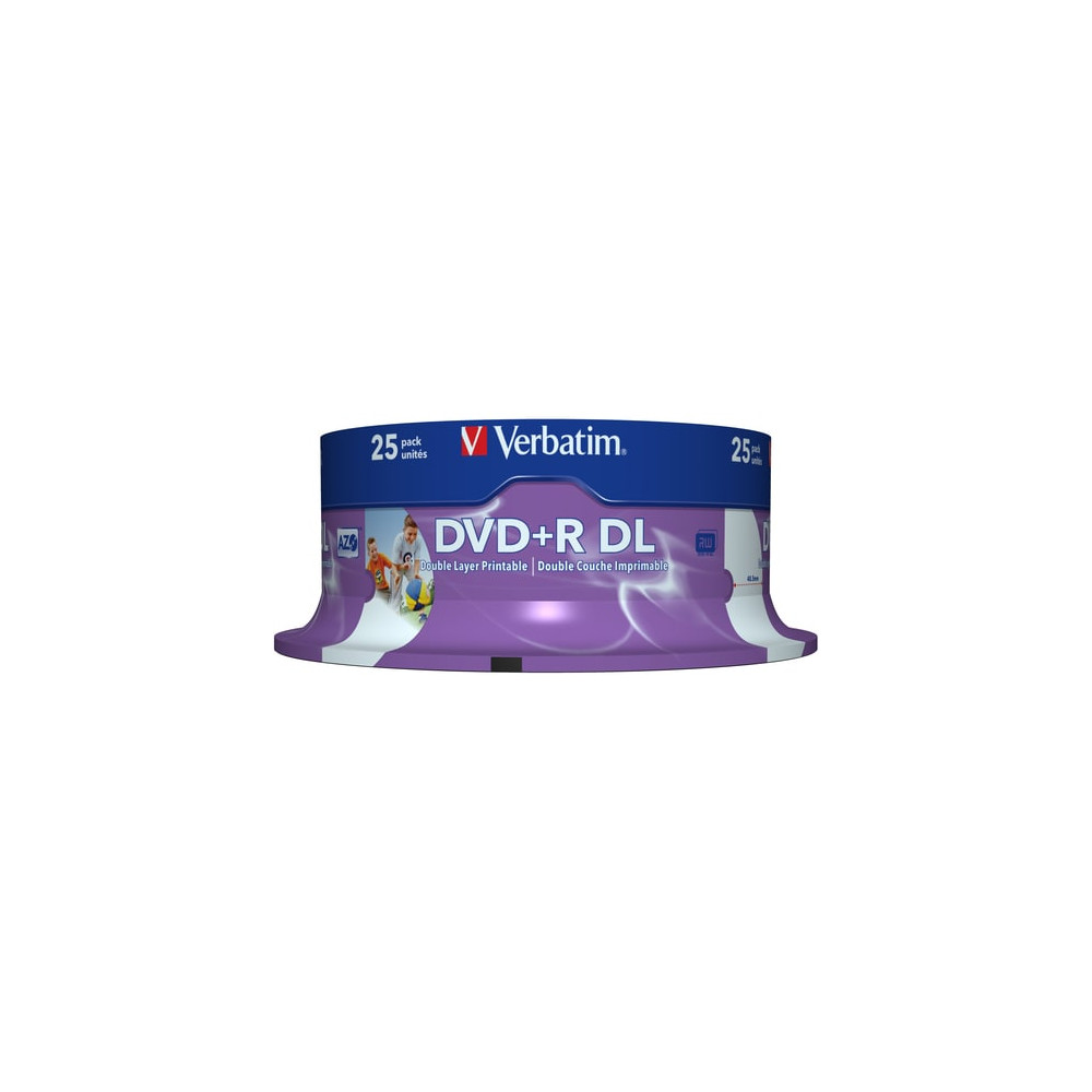 Verbatim 43667 DVD+R DL 8.5GB 25Pk WHT Wide IJ 8x - Image 1