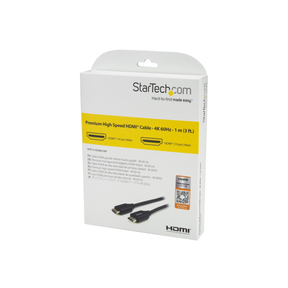 StarTech HDMM1MP 1M HIGH SPEED HDMI 2.0 CABLE, M/M, 4K 60HZ, ETHERNET, LTW - Image 4
