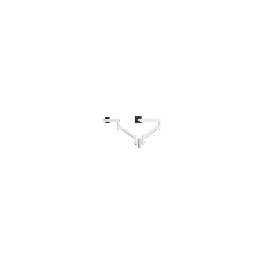 Atdec AWMS-2-D13-G-W Dual Dynamic Monitor Arm Mount on Short Post - Grommet Clamp - White - Image 1