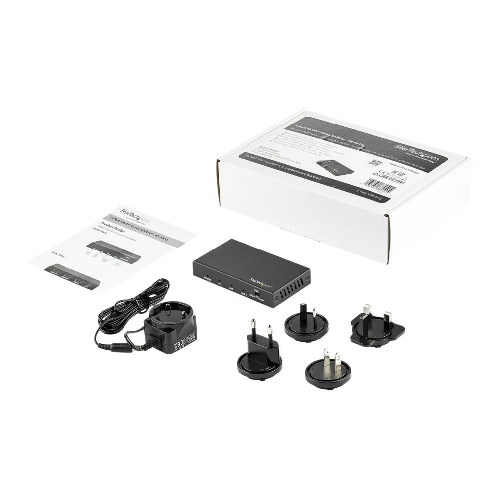 StarTech ST122HD202 2 PORT HDMI SPLITTER - 4K 60HZ - 1X2 WAY HDMI 2.0 SPLITTER 2YR - Image 4