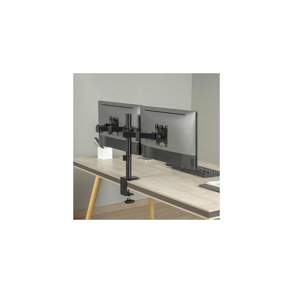 Brateck LDT66-C024 Dual-Monitor Steel Articulating Monitor Mount Fit Most 17'-32' Monitor Up to 20KG VESA 75x75,100x100(Black) - Image 1