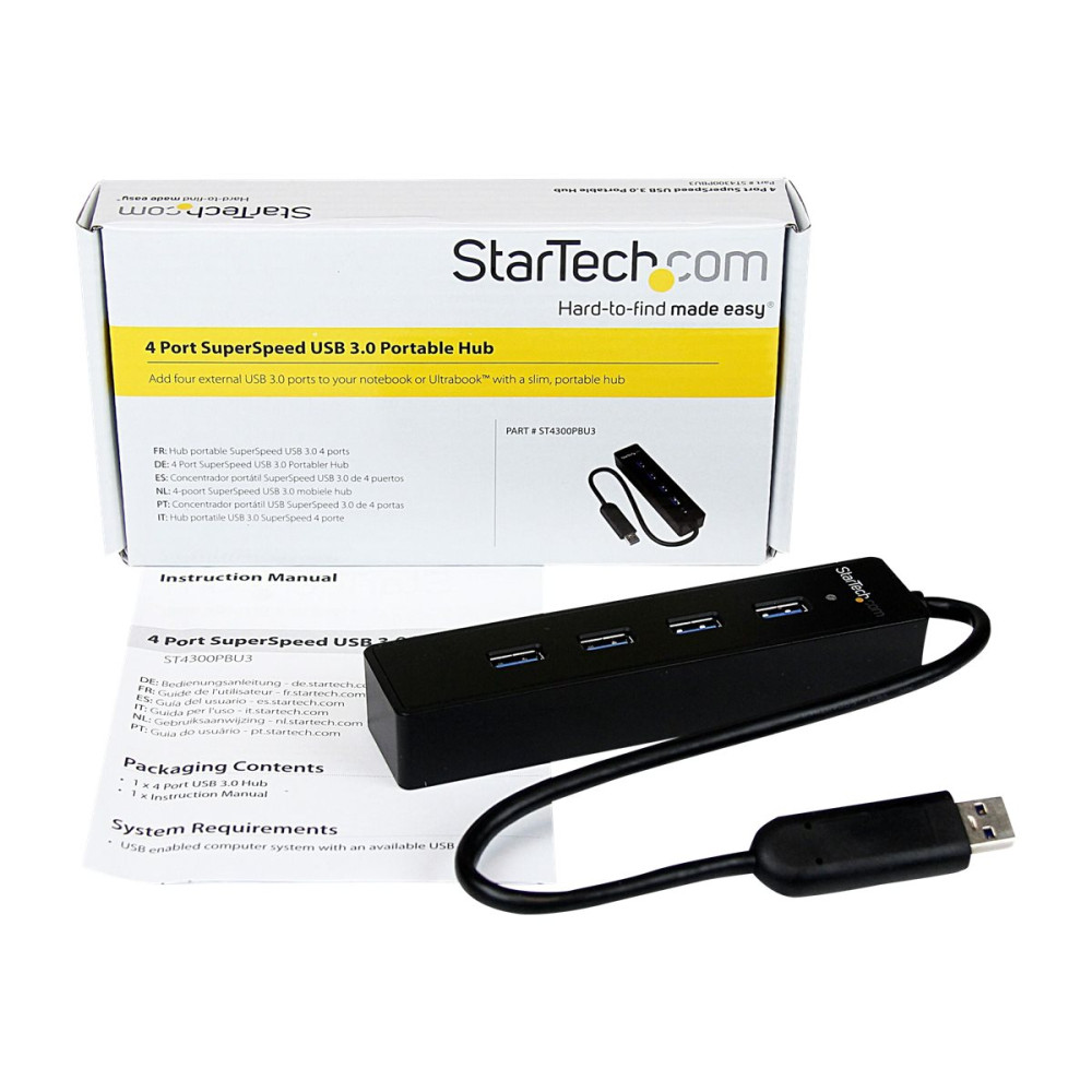 StarTech ST4300PBU3 4 PORT PORTABLE SUPERSPEED USB 3.0 HUB WITH BUILT-IN CABLE 2YR - Image 4