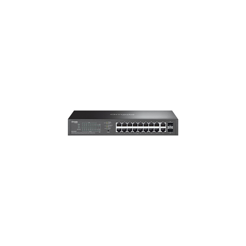 TP-LINK ES220GP OMADA 20-PORT EASY MANAGED GIGABIT SWITCH, POE+(16), POE(2), SFP(2), 150W, 5YR - Image 1